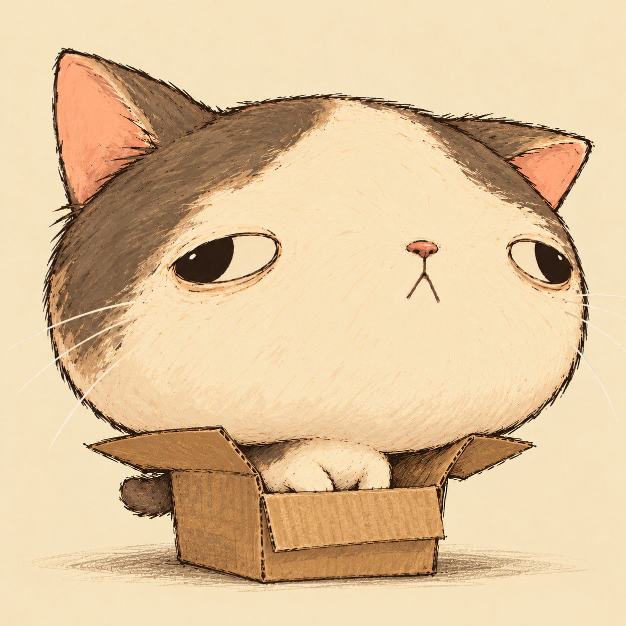 Dumbino squeezing into a tiny cardboard box